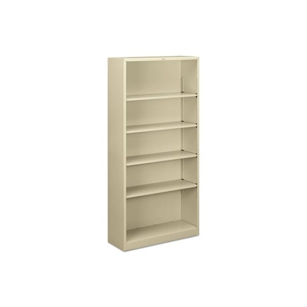 Hon HON, Metal Bookcase, Five-Shelf, 34-1/2w X 12-5/8d X 71h, Putty S72ABCL - main
